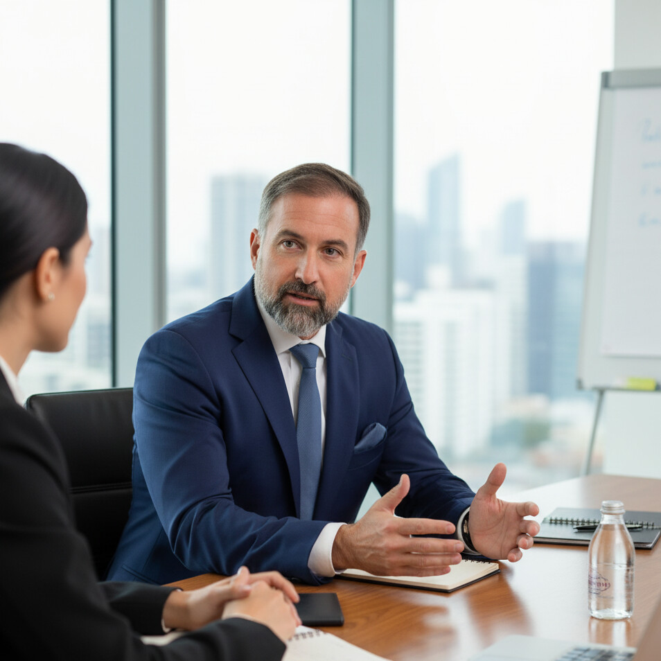 Shaun Gregory Morgan in legal consultation — international arbitration expert, Franklin Morgan Law Dubai